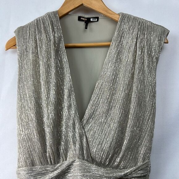Maje Gold lame wrap top event dress size 40 (Large)  Repaired - Picture 9 of 15